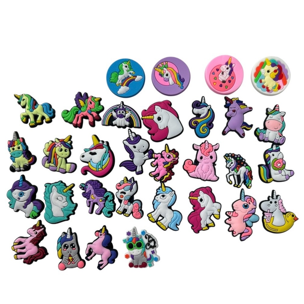 Unicorn Themed Croc / Shoe Decorative Colorful Charms Set of 31 NEW